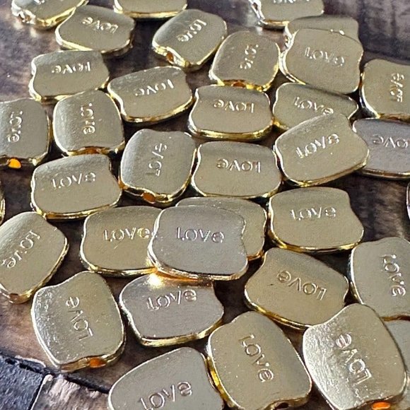 37pc 12mm LOVE Tibetan Alloy Bead - Picture 2 of 3